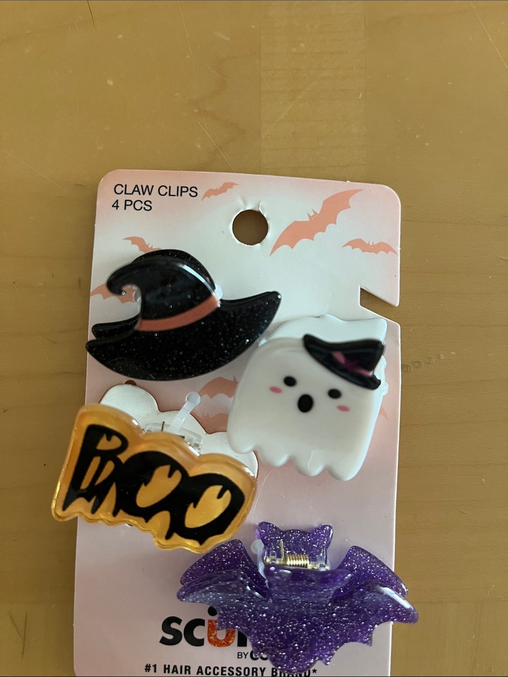 scunci Halloween Claw Clip Set - Black, White, Gold, Purple - Picture 2 of 2